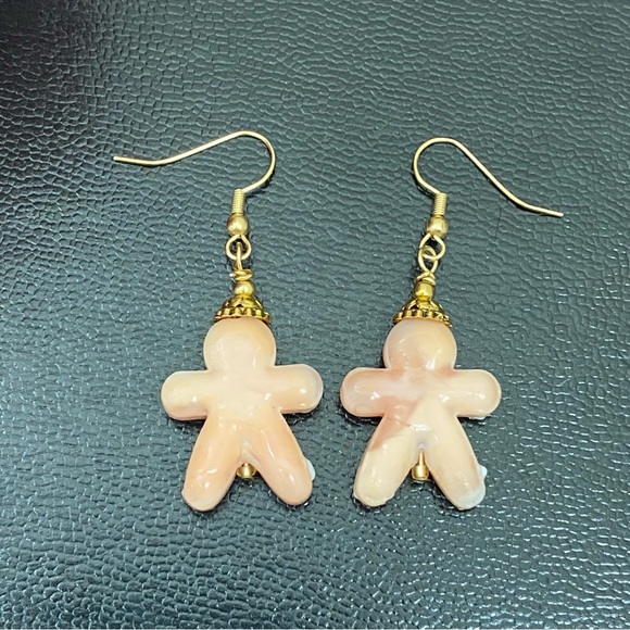 Handmade Lampwork Bead Gingerbread Christmas Earrings - Picture 8 of 10